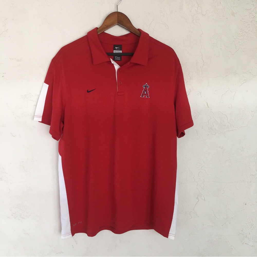 Nike Dri fit Polo Anaheim Angels Red And White